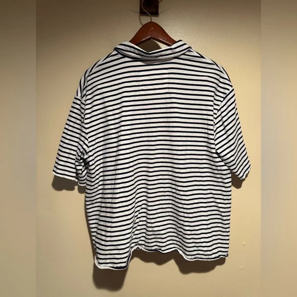Frank & Eileen Patty Popover short-sleeve Henley white & navy striped XL - Picture 6 of 8